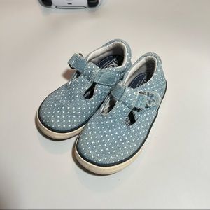 Keds little girls light blue polka dot sneakers. Barely worn, like new. Sz 8